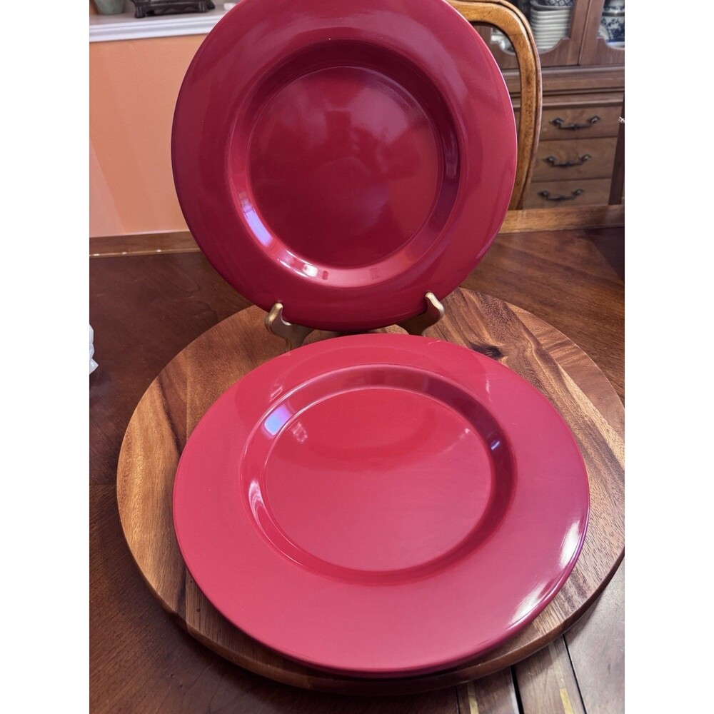 PIER 1  Red Earthenware Dinner Plates 10 3/4 in    A SET OF 6